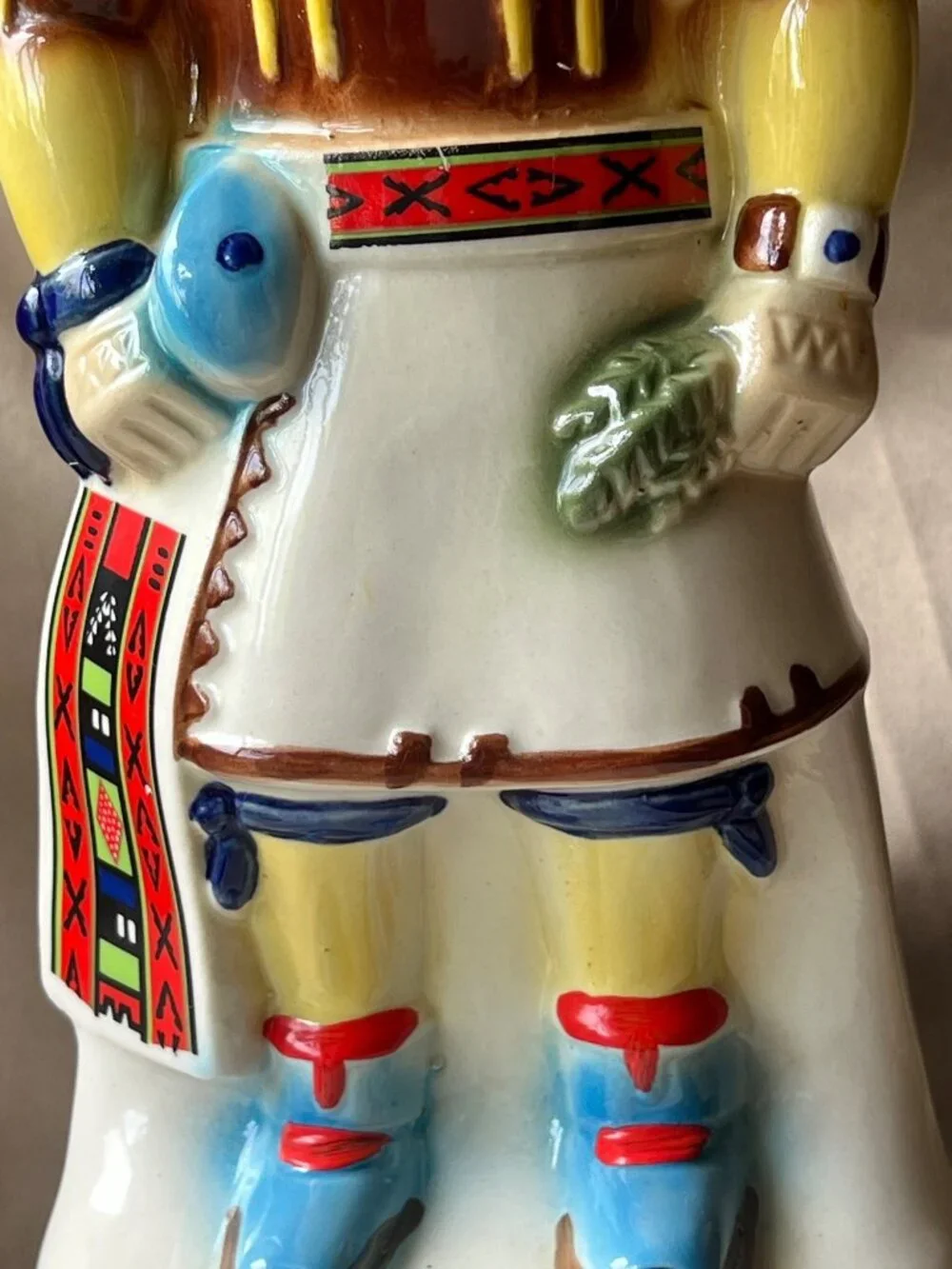 Ezra Brooks Kachina Doll Ceramic Decanter 13